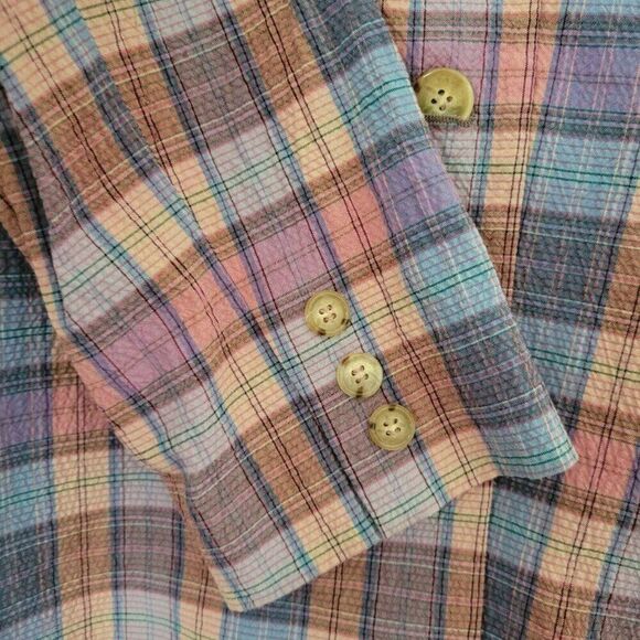 Doncaster Blazer Cotton Lycra Plaid jacket waffle shoulder pads vintage Size 12 - Picture 6 of 13